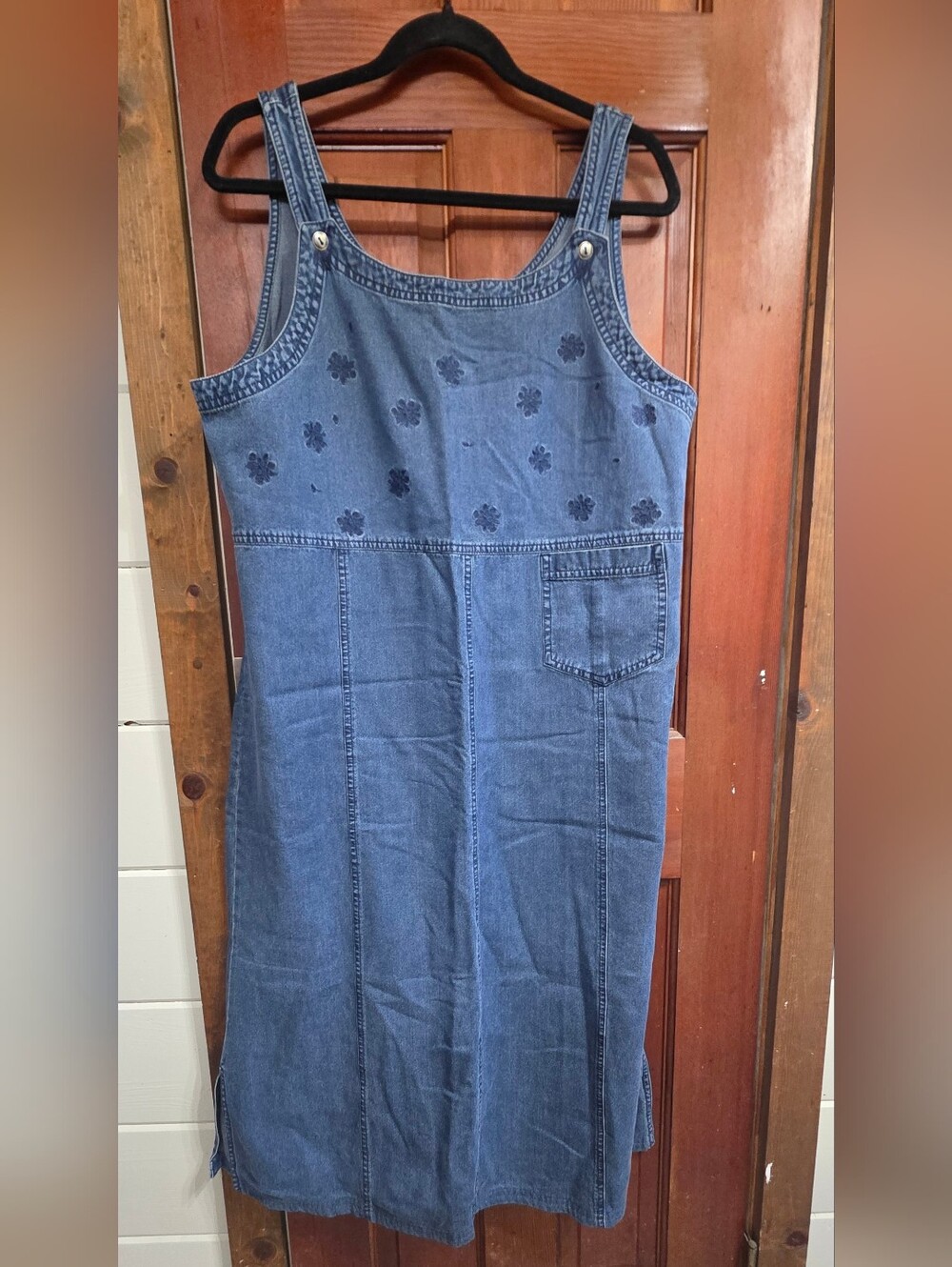 Cherokee Blue Denim Jumper Dress with Embroidered Label